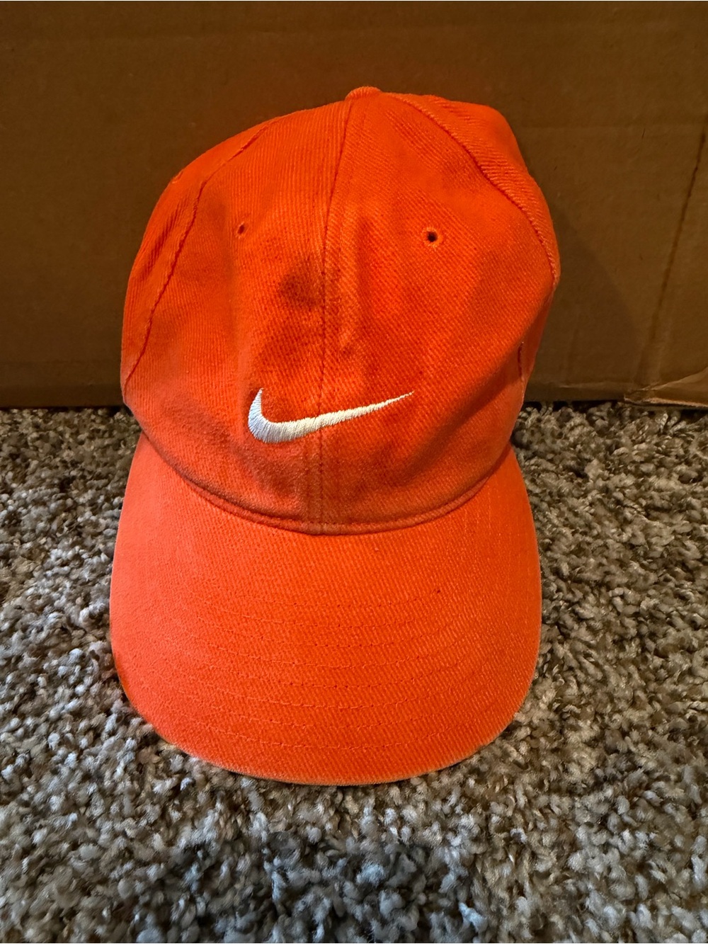 Vintage Nike Swoosh Orange Strapback Dad Hat Adjustable Burnt Orange